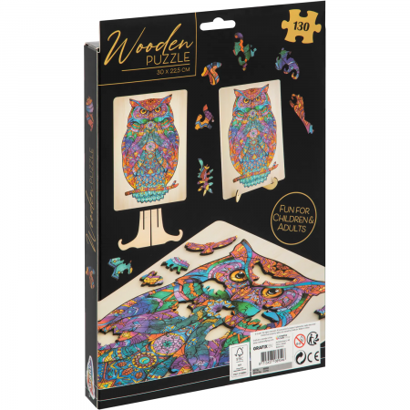 Puzzle Lemn Bufnita, 130 piese, 30x22.5 cm Grafix GR400063 [4]