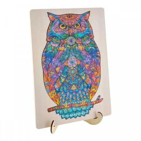 JOCURI SI JUCARII - Puzzle Lemn Bufnita, 130 piese, 30x22.5 cm Grafix GR400063