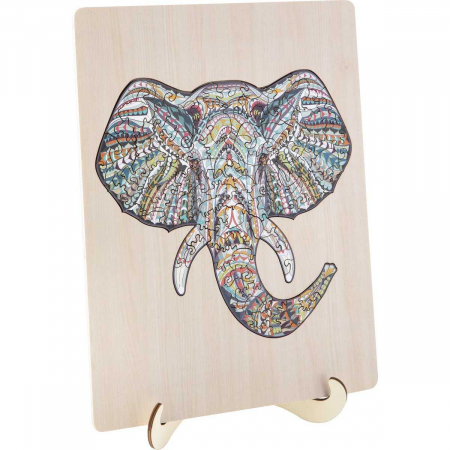 JOCURI SI JUCARII - Puzzle Lemn Elefant, 137 piese, 30x22.5 cm Grafix GR400072