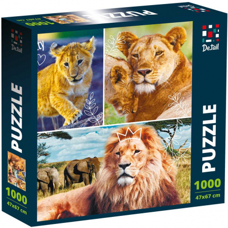 JOCURI SI JUCARII - Puzzle Lion family, 47x67 cm, 1000 piese De.tail DT1000-01