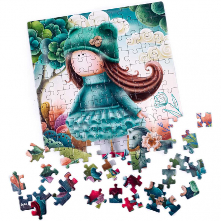 JOCURI SI JUCARII - Puzzle Little doll with a horse, 23x30 cm, 120 piese De.tail DT100-03