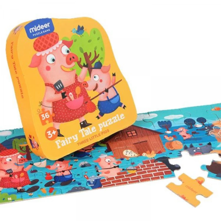 Puzzle poveste – Cei trei purcelusi, 36 piese Mideer MD3060 [1]