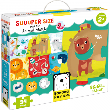 JOCURI SI JUCARII - Puzzle Suuper mare Potriveste Animalele, 34 piese, 96x64cm Banana Panda BP49025