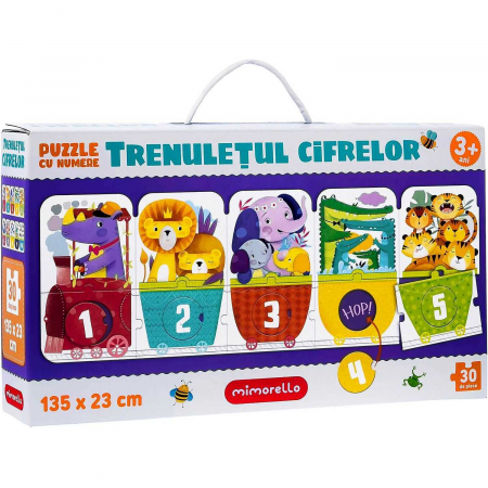 JOCURI SI JUCARII - Puzzle Trenuletul cifrelor, 30 piese,  135 x 23 cm Mimorello EK6670