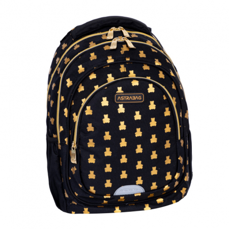 Rucsac școlar negru GoldenTeddy  3 compartimente Astra [1]
