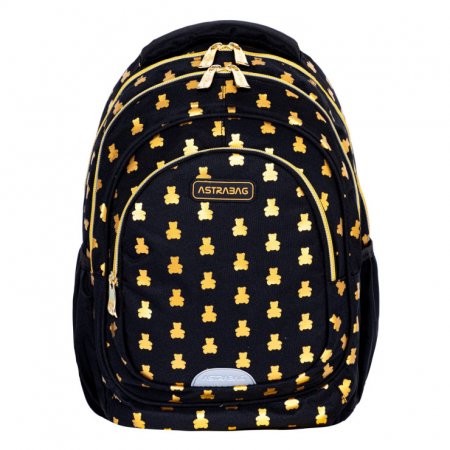 Reduceri - Rucsac școlar negru GoldenTeddy  3 compartimente Astra