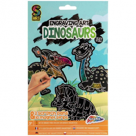 Carti de colorat - Set 10 figurine razuibile, 2 creioane si 10 fasii magnetice incluse Grafix GR220012