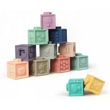 Jucarii Bebelusi - Set 12 cuburi moi bebelusi Cosmolino MP73168