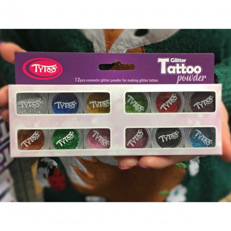 Seturi pictura si desen - Set 12 recipiente cu sclipici pentru tatuaje temporare Tytoo KKCPU2520008