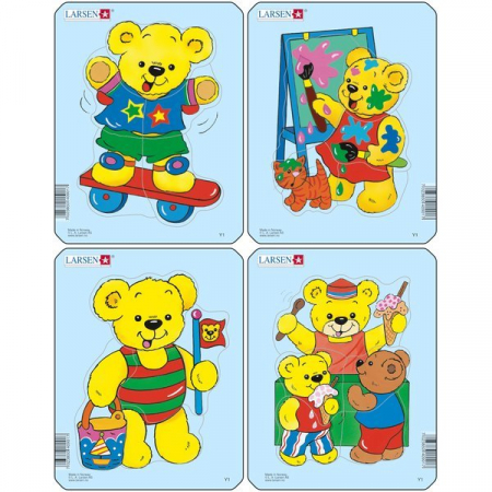 JOCURI SI JUCARII - Set 4 Puzzle-uri Ursuleti, 5 piese Larsen LRY1