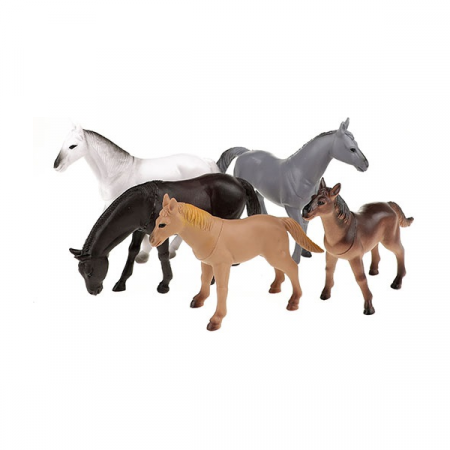 JOCURI SI JUCARII - Set 5 figurine Cai Animal World Toi-Toys TT34924A