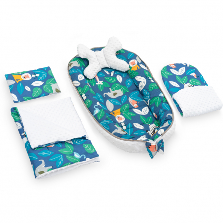 Accesorii Odihna - Set 5 in 1 Babynest Minky, 2 perne, 1 paturica si o saltea cu doua fete Tutumi TT37547