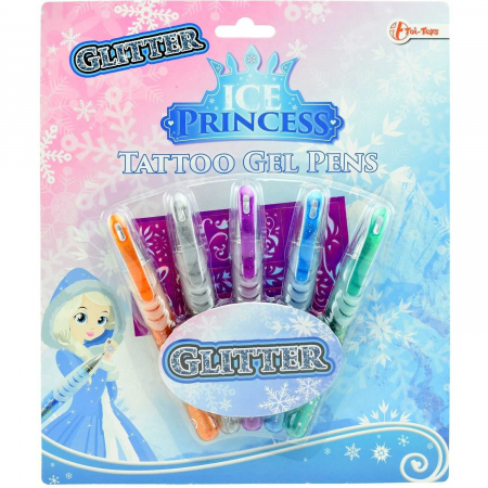 Seturi pictura si desen - Set 5 pixuri cu gel pentru tatuaje Ice Princess Tattoo Toi-Toys TT45650A