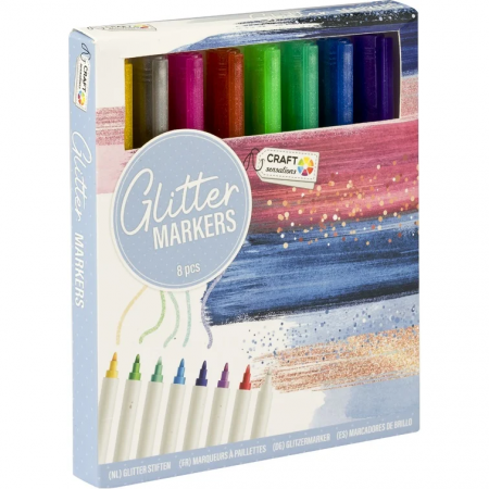 SCOALA SI GRADINITA - Set 8 markere cu sclipici Grafix GRCR1017-GE