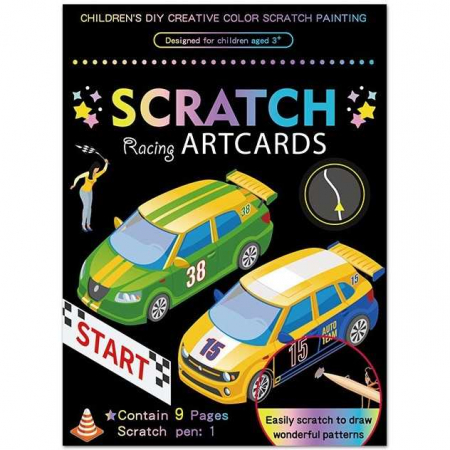 Carti de colorat - Set 9 planse razuibile Scratch ArtCards 16x12 cm Bambinice BN053