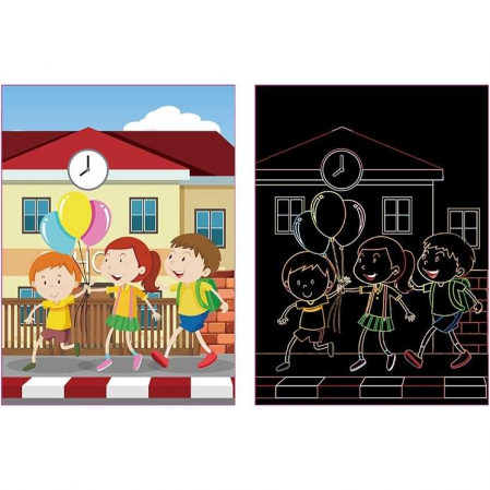 Carti de colorat - Set 9 planse razuibile Scratch ArtCards Bambinice BN047