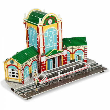 Set constructie puzzle 3D -  Gara tren Fiesta Crafts FCT-3049 [0]