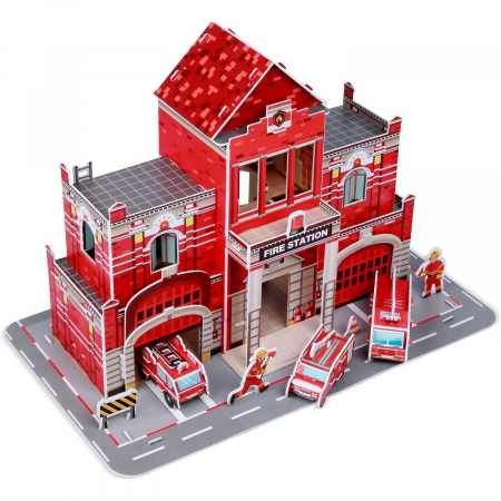 Puzzle - Set constructie puzzle 3D -  Statie de pompieri Fiesta Crafts FCT-3047