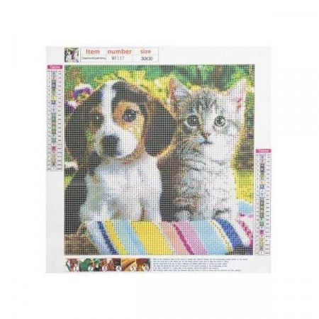 Set creativ cu diamante rotunde Diamond Painting 30x30 cm Catel si Pisica Iso Trade MY17879 [1]
