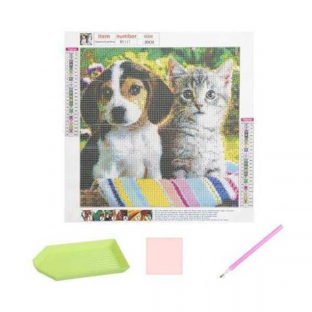 Set creativ cu diamante rotunde Diamond Painting 30x30 cm Catel si Pisica Iso Trade MY17879 [4]