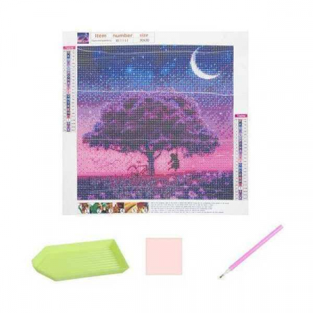 Seturi creative - Set creativ cu diamante rotunde Diamond Painting 30x30 cm Copac Mov Iso Trade MY17809