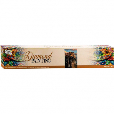 Seturi creative - Set creativ cu diamante rotunde Diamond Painting 40x50 cm Leopard Grafix GRCR1057-GE