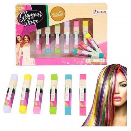 Seturi pictura si desen - Set creta par 6 culori Glamour Shine Toi-Toys TT45783A