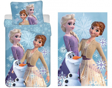 CAMERA COPILULUI - Set de lenjerie de pat și pătură fleece Frozen White Snowflake pentru copii