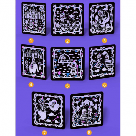 Set educativ 2 in 1: Scratch art si proiector poveste Aladin si lampa fermecata Mideer MD4149 [1]