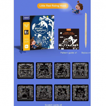Set educativ 2 in 1: Scratch art si proiector poveste Scufita Rosie Mideer MD4148 [4]