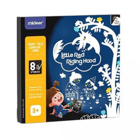 SCOALA SI GRADINITA - Set educativ 2 in 1: Scratch art si proiector poveste Scufita Rosie Mideer MD4148