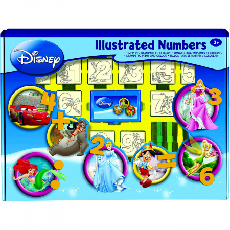 Seturi pictura si desen - Set educativ cu stampile Numere Disney 46 piese, 26 stampile, tus, 18 carioci Multiprint MP1937