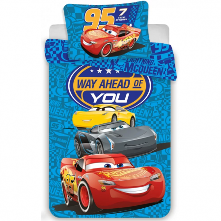 Sisteme Siguranta - Set lenjerie pat copii Cars Way Ahead of You 100×135 cm + 40×60 SunCity JFK025246