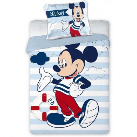 Sisteme Siguranta - Set lenjerie pat copii Mickey Sailor 100x135 + 40x60 SunCity FRA576531