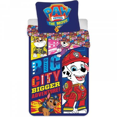 Lenjerii Patuturi - Set lenjerie pat copii Paw Patrol Big City Bigger Adventure 100x135 + 40x60 SunCity BRM009431