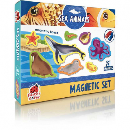 Jocuri Educative - Set magnetic Animale Marine cu Plansa magnetica inclusa, 21 piese Roter Kafer RK2090-05
