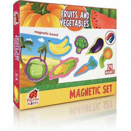 Jocuri Educative - Set magnetic Fructe si Legume cu Plansa magnetica inclusa, 24 piese Roter Kafer RK2090-06