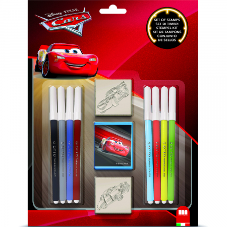 Seturi pictura si desen - Set pictura 11 piese, 2 stampile, tus si 8 carioci Cars Multiprint MP26823