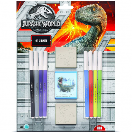 Seturi pictura si desen - Set pictura 11 piese, 2 stampile, tus si 8 carioci Jurassic World Multiprint MP26975