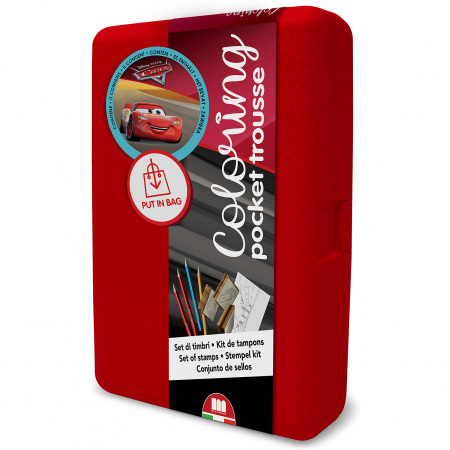 Seturi pictura si desen - Set pictura 11 piese, 3 stampile, tus, 5 creioane, caiet cu activitati si gentuta transport Cars Multiprint MP85823