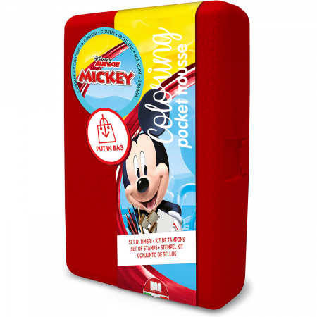 Seturi pictura si desen - Set pictura 11 piese, 3 stampile, tus, 5 creioane, caiet cu activitati si gentuta transport Mickey Multiprint MP85945