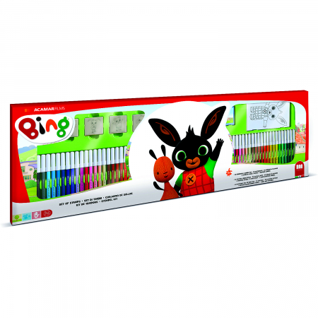 Seturi pictura si desen - Set pictura 96 piese, 4 stampile, tus, 60 carioci, 30 stickere si caiet cu activitati Bing Multiprint MP18987