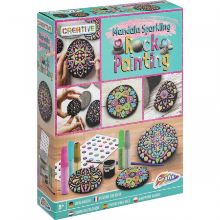 SCOALA SI GRADINITA - Set pictura pe pietre Sparkling Mandala 11 piese Grafix GR200036