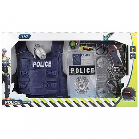 Set politie 10 piese cu vesta, pistol si catuse Toi-Toys TT32648A [4]