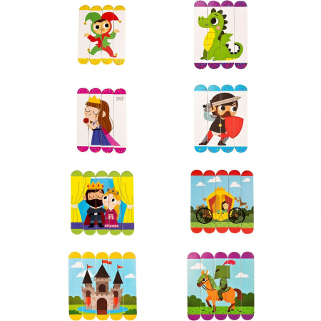 JOCURI SI JUCARII - Set puzzle-uri din betisoare lemn - Castel Fiesta Crafts FCT-2934