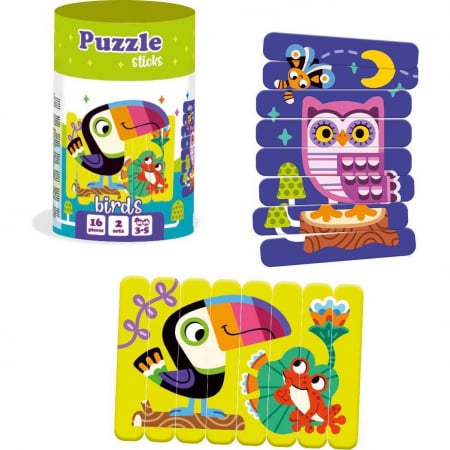 JOCURI SI JUCARII - Set puzzle-uri din betisoare Pasari, 16 piese Roter Kafer RK1090-04
