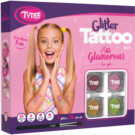 Seturi pictura si desen - Set tatuaje temporare cu sclipici Glamorous Tytoo KKCTT2213016