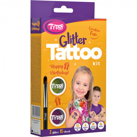 Seturi pictura si desen - Set tatuaje temporare cu sclipici Happy Birthday Tytoo KKCTT2213012