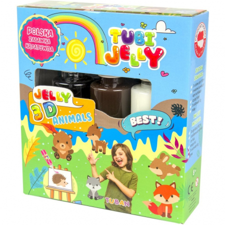 Pasta, lut si nisip modelabil - Set Tubi Jelly cu 3 culori - Animale Tuban TU3320