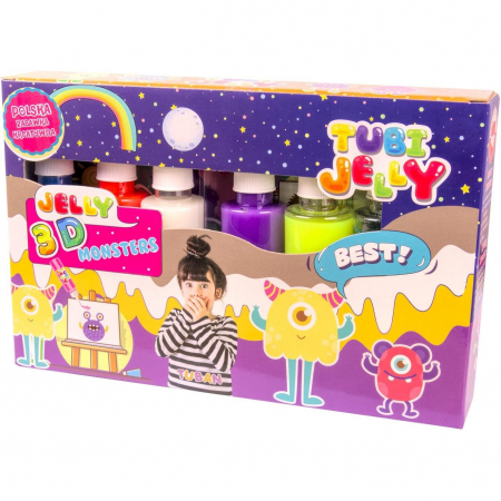 Pasta, lut si nisip modelabil - Set Tubi Jelly cu 6 culori - Monstri Tuban TU3324